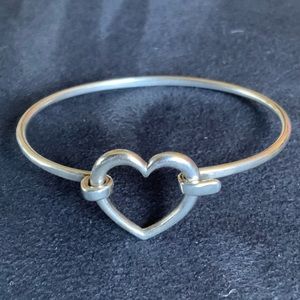 Retired James Avery Sterling Silver Heart Hook Wire Bracelet
